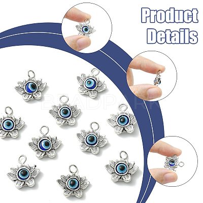 10Pcs Evil Eye Alloy Resin Pendants PALLOY-FS00058-02-1