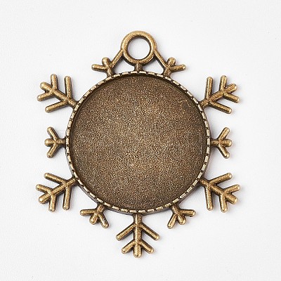 Tibetan Style Alloy Pendant Cabochon Settings PALLOY-WH0014-03AB-1