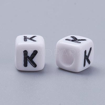 Acrylic Horizontal Hole Letter Beads PL37C9308-K-1