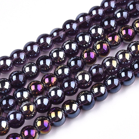 Electroplate Transparent Glass Beads Strands GLAA-T032-T4mm-AB03-1
