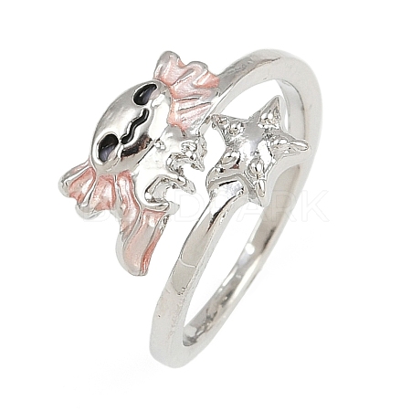Axolotl with Starfish Alloy Enamel Adjustable Cuff Rings FS-WG6A93B-01-1