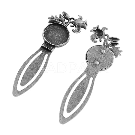 Tibetan Style Rose Flower Bookmark Cabochon Settings X-TIBE-S158-AS-NR-1