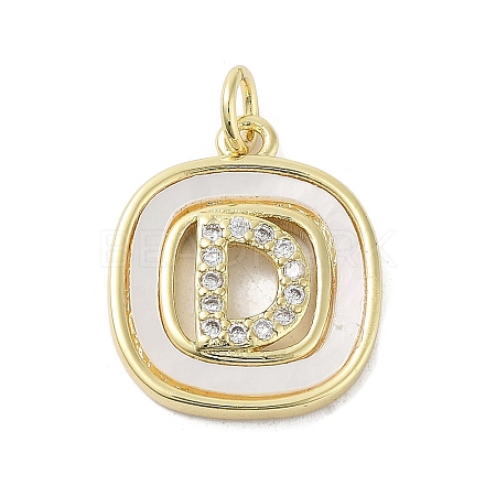 Rack Plating Brass Micro Pave Clear Cubic Zirconia Pendants KK-E102-33G-D-1
