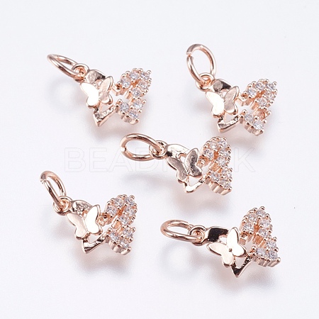 Brass Micro Pave Cubic Zirconia Charms RB-I077-08RG-RS-1