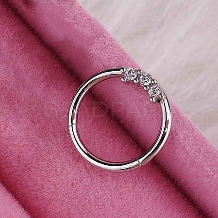 316L Stainless Steel Micro Pave Cubic Zirconia Hoop Nose Rings WG5D603-21-1