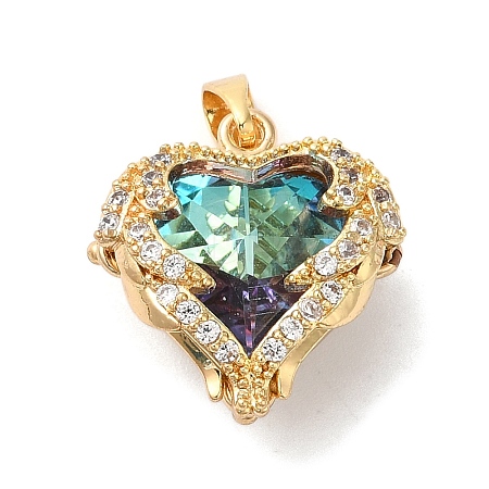 Rack Plating Brass Micro Pave Cubic Zirconia Pendants KK-U022-01G-1