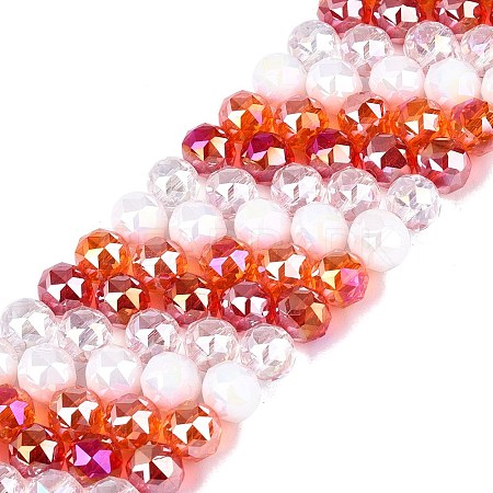 Electroplate Imitation Jade & Opaque & Transparent Glass Beads Strands EGLA-Q135-8MM-A12-1