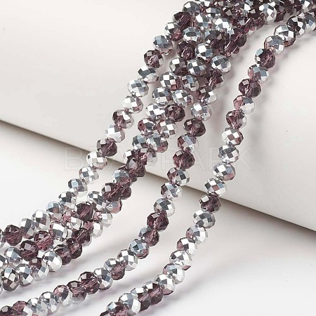 Electroplate Transparent Glass Beads Strands EGLA-A034-T3mm-M14-1