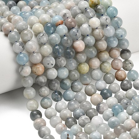 Natural Aquamarine Beads Strands G-F591-29A-8mm-02-1