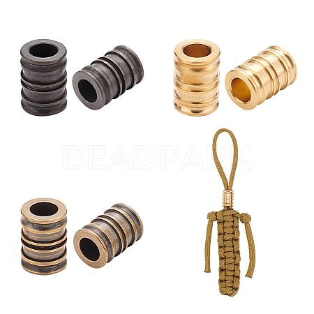  6Pcs 3 Colors Groove Column Shaped Brass Beads KK-NB0002-99-1