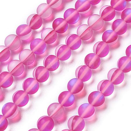 Synthetic Moonstone Beads Strands G-F142-8mm-06-1