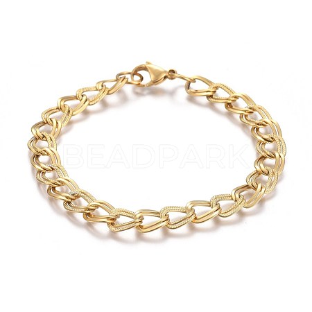 Ion Plating(IP) 304 Stainless Steel Double Link Chain Bracelets BJEW-L637-13-G-1