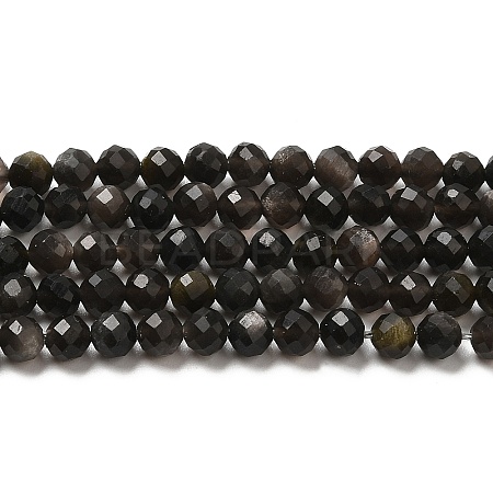Natural Silver Sheen Obsidian Beads Strands G-E608-A02-C-1