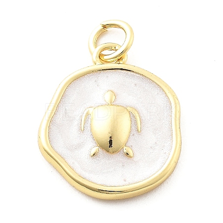 Ocean Theme Brass Enamel Pendants KK-Q029-01A-G-1