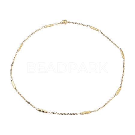 Ion Plating(IP) 304 Stainless Steel Rectangle Link Chain Necklace NJEW-K249-04G-1