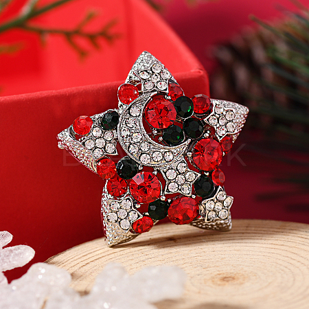 Christmas Theme Zinc Alloy Rhinestone Brooches for Backpack Clothes LS-LK8386-2-1