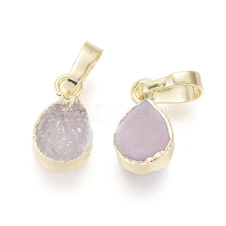 Electroplated Natural Druzy Agate Charms G-F667-01-G-1