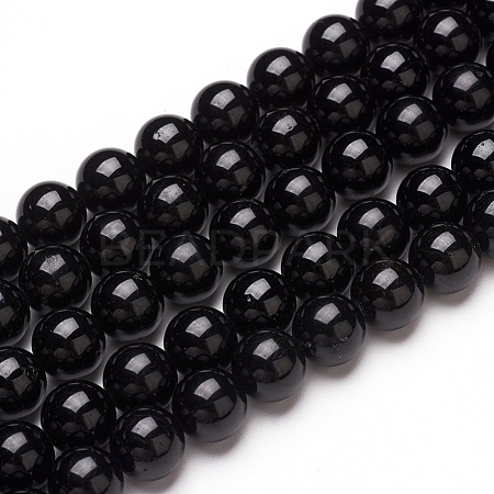 Natural Black Tourmaline Beads Strands X-G-L554-02-8mm-1