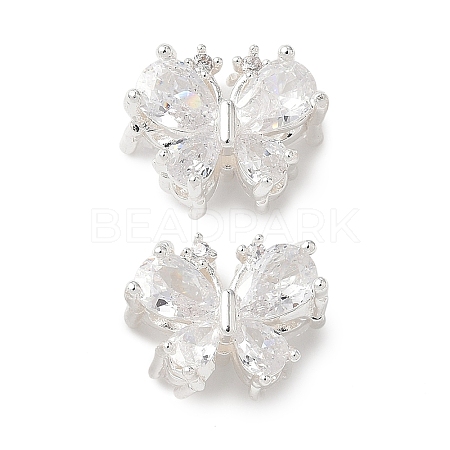 Brass Micro Pave Clear Cubic Zirconia Beads KK-G531-03S-1