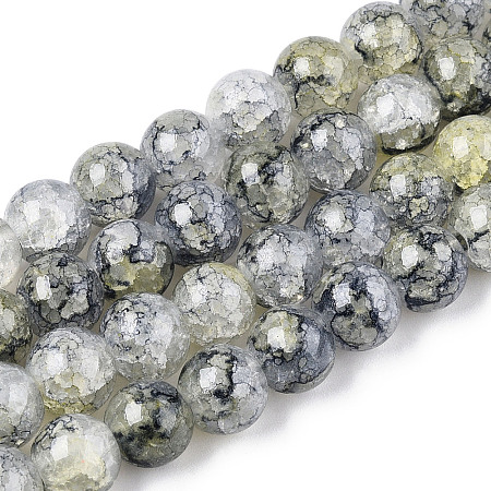 Baking Paint Crackle Glass Bead Strands DGLA-Q023-8mm-YS75-A-1
