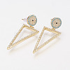 Brass Micro Pave Cubic Zirconia Dangle Ear Studs EJEW-G229-03G-1