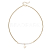 Electroplate Glass Faceted Rondelle Beaded Alloy Pendant 304 Stainless Steel Curb Chain Necklaces for Women NJEW-JN05764-03-4