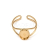 Real 18K Gold Plated 304 Stainless Steel Cuff Ring Components STAS-A191-12B-G-2