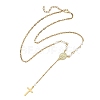 304 Stainless Steel Paperclip Chain and Shell Pearl Rosary Bead Necklaces NJEW-JN06248-2