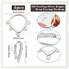 2 Pairs 925 Sterling Silver Hoop Earring Findings STER-BBC0007-15-2