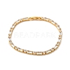 Brass Pave Clear Cubic Zirconia Rectangle & Flat Round Link Bracelets BJEW-YWC0002-02G-4
