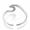 Non-Tarnish 304 Stainless Steel Sea Wave Cuff Rings X-RJEW-N038-115P-4