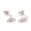 Brass Micro Pave Clear Cubic Zirconia Ear Studs EJEW-G281-13P-1