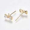 Brass Cubic Zirconia Stud Earring Findings KK-S350-051G-2