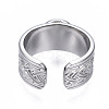 Non-Tarnish 304 Stainless Steel Open Cuff Finger Ring Cabochon Settings X-STAS-T060-05P-2