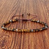 Natural Tiger Eye Heishi Beads Adjustable Braided Bracelets for Men Women BX7041-4-1