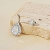 Geometric Brass Clear Cubic Zirconia Teardrop Curved Barbell Belly Button Rings for Women's Gift OY0687-4-1