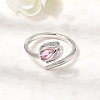 Brass Micro Pave Cubic Zirconia Cuff Open Rings for Women RJEW-L343-01P-3