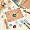 Brass Wax Seal Stamps with Wood Handle AJEW-WH0412-0250-4