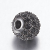 Brass Micro Pave Cubic Zirconia Beads ZIRC-E134-6mm-05B-2