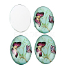 Butterfly Printed Glass Oval Cabochons X-GGLA-N003-13x18-C-3