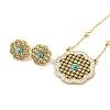 Synthetic Turquoise Stud Earrings & Pendant Necklaces Sets SJEW-M100-02B-G-2