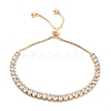 Brass Pave Clear Cubic Zirconia Teardrop Box Chain Slider Bracelets BJEW-YWC0002-07G-1