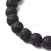 8mm Round Natural Lava Rock Beads Stretch Bracelets BJEW-JB10945-4