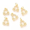 Brass Micro Pave Clear Cubic Zirconia Charms ZIRC-O036-30G-I-1