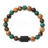 12 Constellations Natural Tiger Eye & Picture Jasper & Agate & Black Onyx Round Beaded Stretch Bracelets for Men Women WGB9E7C-08-1