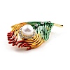 Feather Alloy Brooch with Resin Pearl JEWB-O009-10-3