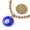 Handmade Evil Eye Lampwork Pendant Necklace with Glass Seed Beaded Chains for Women NJEW-JN04418-4