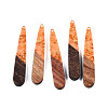 Transparent Resin & Walnut Wood Pendants RESI-S389-039A-B04-1