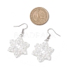 304 Stainless Steel Glass Snowflake Dangle Earrings EJEW-MZ00525-4