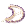 2Pcs Moon & Star Alloy with Natural Amethyst Hollow Hair Barrettes PHAR-JH00105-02-5
